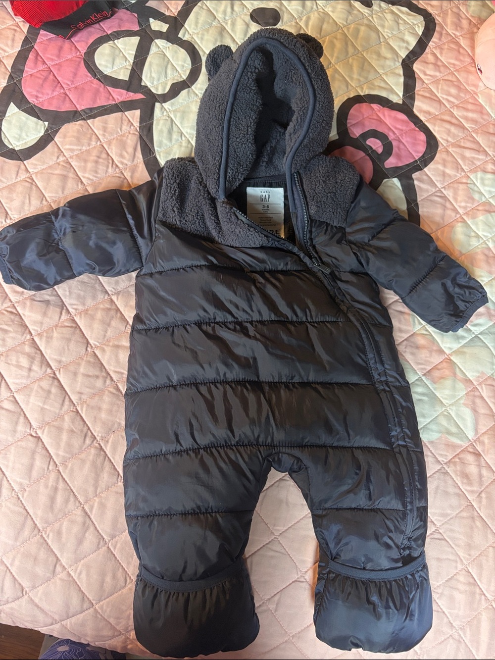 GAP Navy Puffer Baby One-Piece Footie with Hood